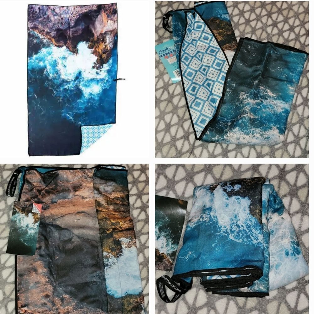 New Whitley Willows Reversible Microfiber Packable Towel 35" x 70" Cliff